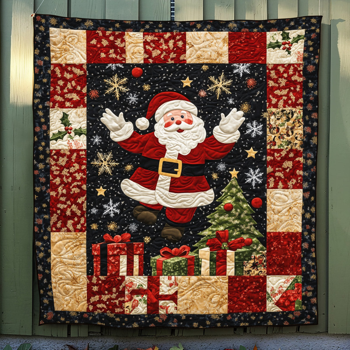Santa Holiday Cheer Quilted Blanket NCU0TL1705
