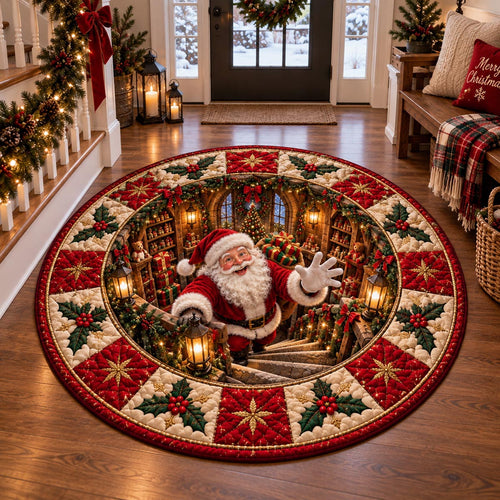 Santa Holiday Reach Quilted Round Mat NCU0DV10265