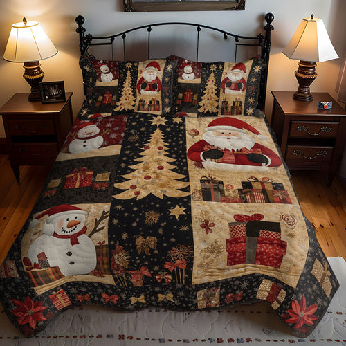Santa Holiday Spirit 3-Piece Quilted Bedding Set NCU0TL1771