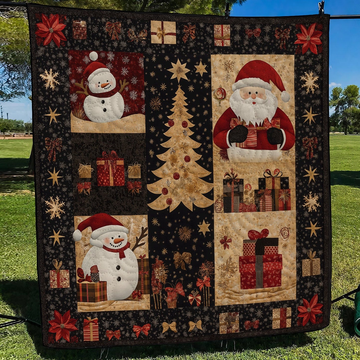 Santa Holiday Spirit Quilted Blanket NCU0TL1699