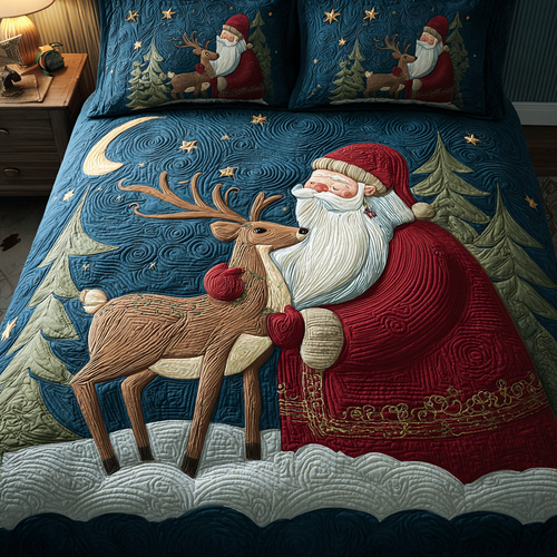 Santa Journey 3-Piece Quilted Bedding Set NCU0DK10424