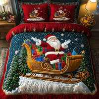 Santa Joy 3-Piece Quilted Bedding Set NCU0DK9981