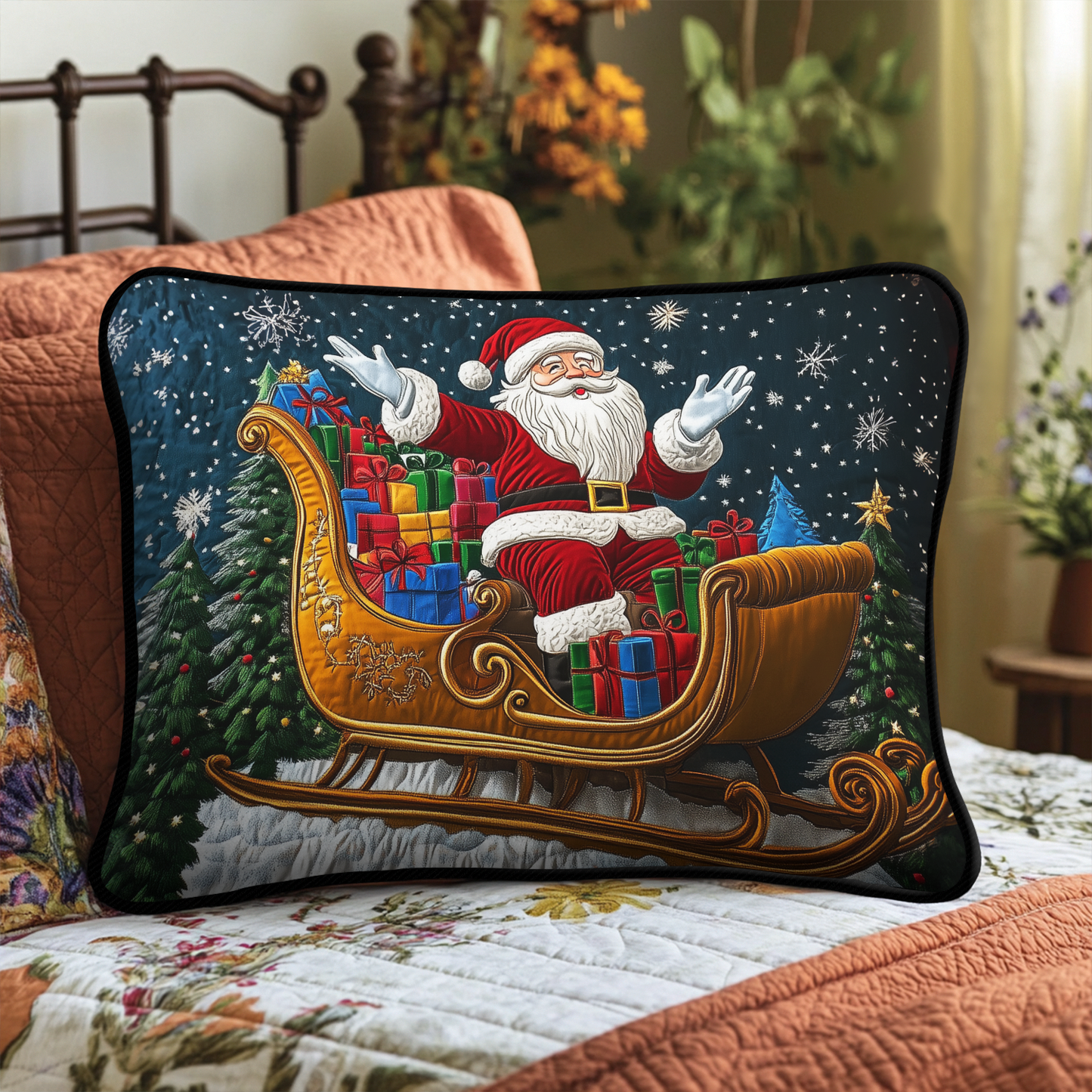 Santa Joy Quilted Bedding Pillow Case NCU0DK9981