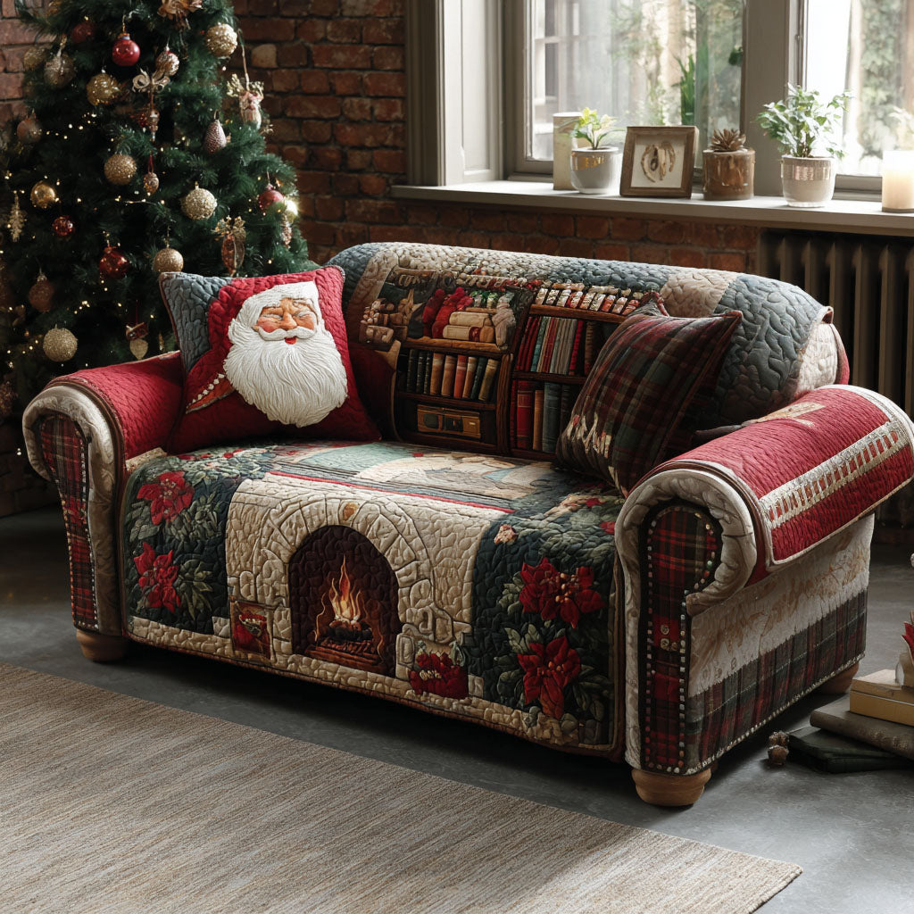 Santa Library Lounge Quilted Sofa Cover NCU0PT10728