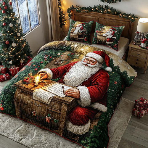 Santa List 3-Piece Quilted Bedding Set NCU0XD563