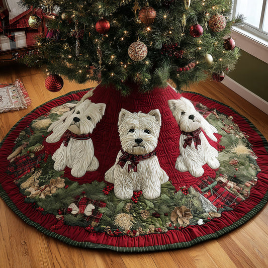 Santa Little Westie Quilted Christmas Tree Skirt NCU0DV8101