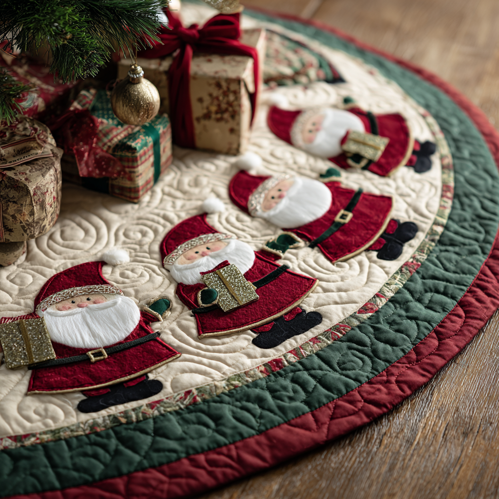 Santa Memory Christmas Quilted Tree Skirt NCU0DK11259