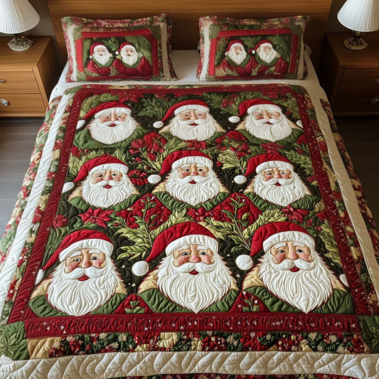 Santa Merry Gathering 3-Piece Quilted Bedding Set NCU0NT1916