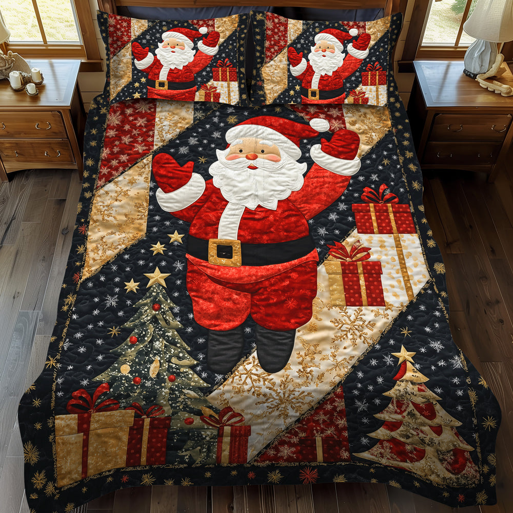 Santa Merry Magic 3-Piece Quilted Bedding Set NCU0TL1774