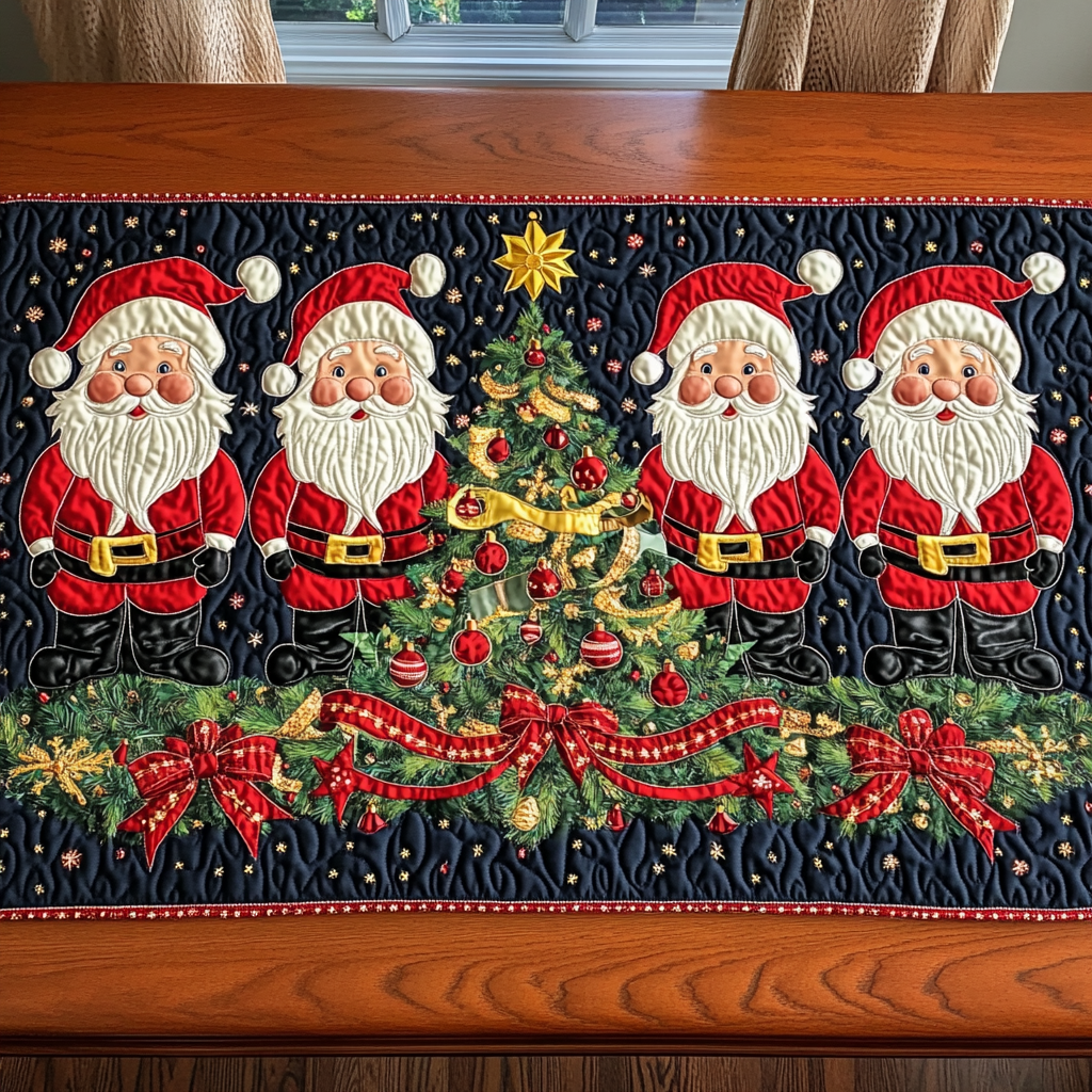 Santa Merry Tree Trail Quilted Table Runner NCU0DK1440