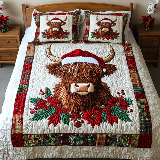 Santa Moo 3-Piece Quilted Bedding Set NCU0VH1070
