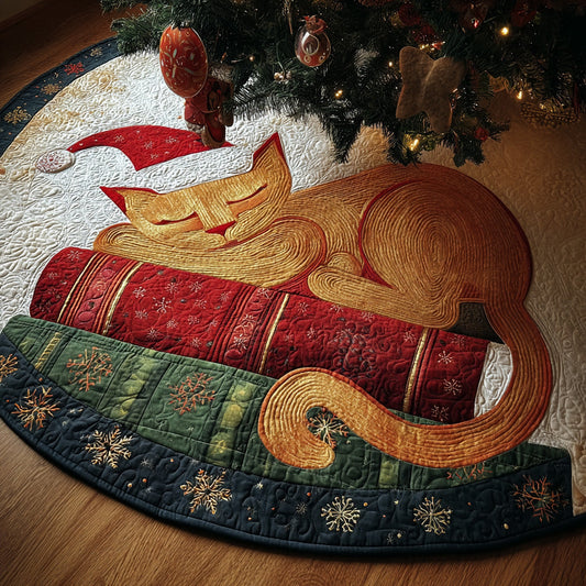 Santa Nap Christmas Quilted Tree Skirt NCU0VL2981