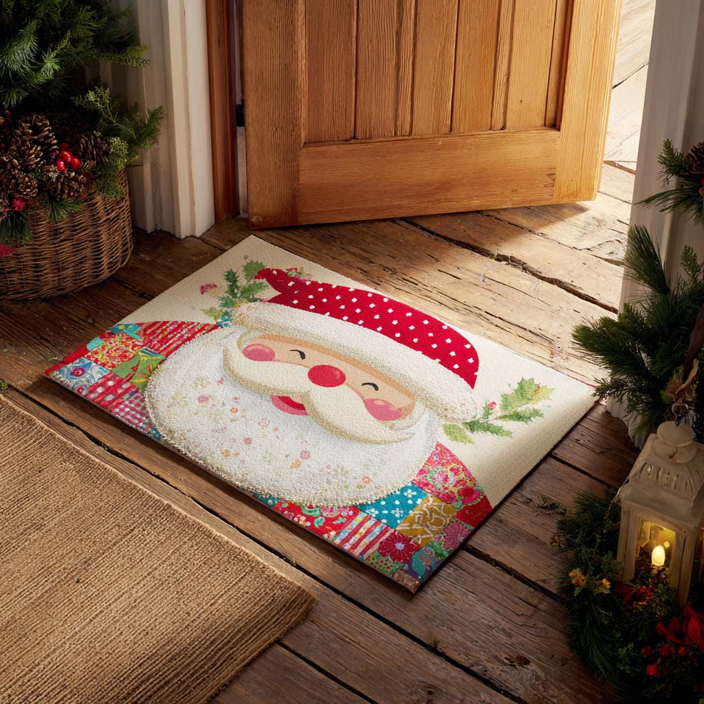 Santa Patchwork Happy Doormat NCU0XD1051