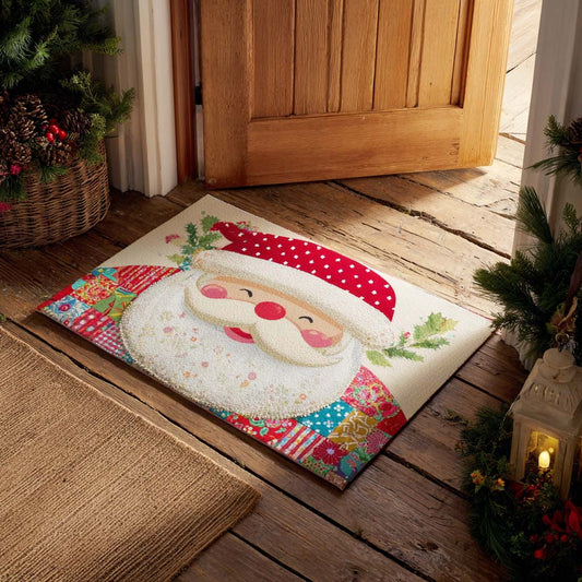 Santa Patchwork Happy Doormat NCU0XD1051