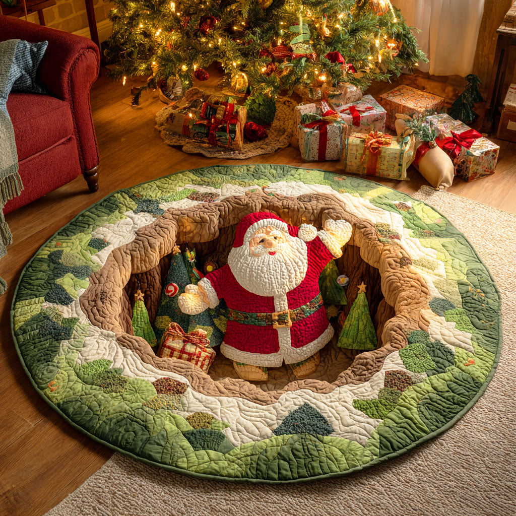 Santa Pine Base Quilted Round Mat NCU0TD594