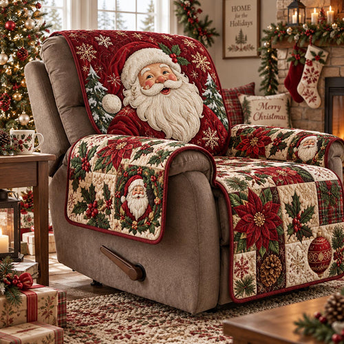 Santa Poinsettia Glow Quilted Sofa Cover NCU0DV10186
