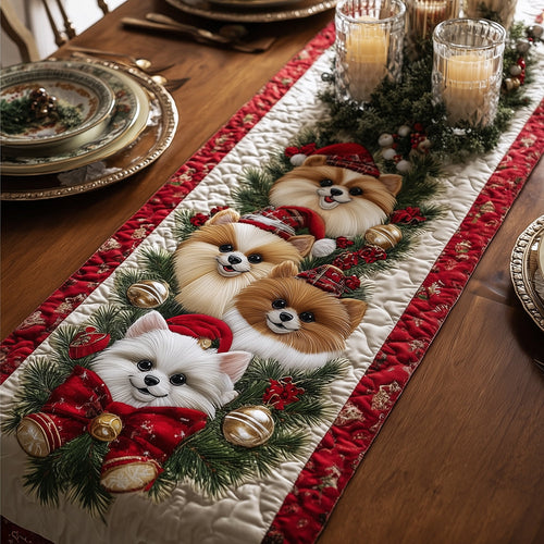 Santa Poms Quilted Table Runner NCU0TH3396
