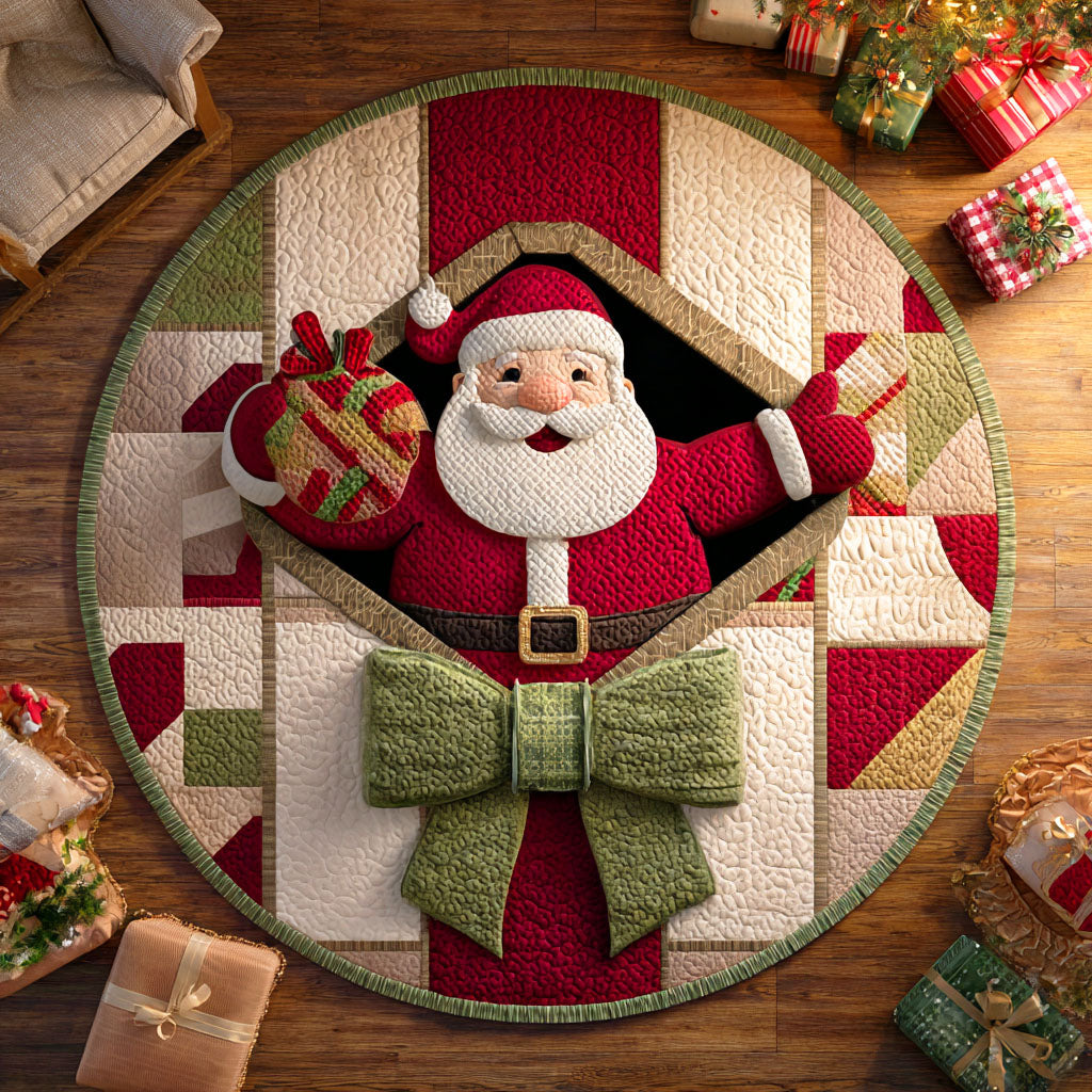 Santa Present Joy Quilted Round Mat NCU0TD587