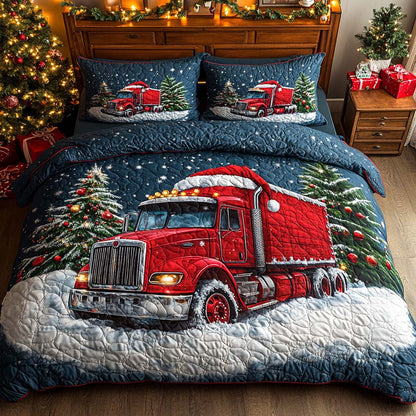 Santa Red Express 3-Piece Quilted Bedding Set NCU0XD495