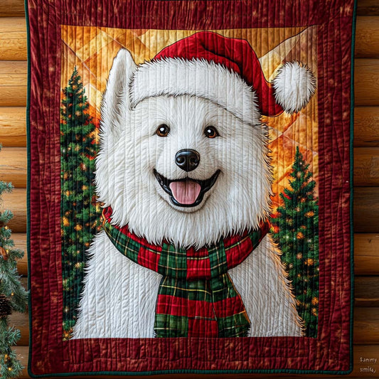 Santa Samoyed Smile Quilted Blanket NCU0XD645