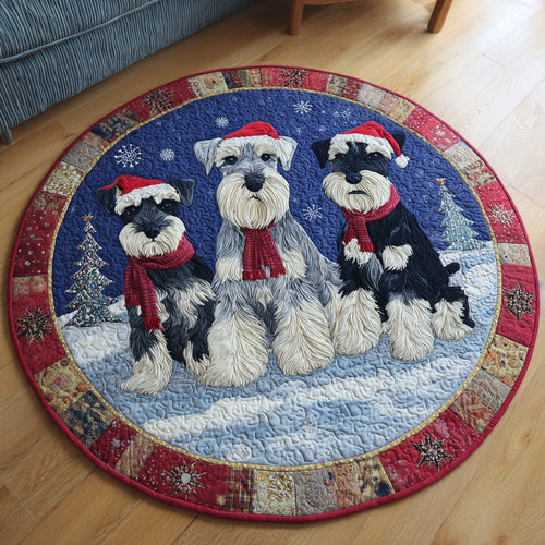 Santa Schnauzer Night Quilted Round Mat NCU0HH773