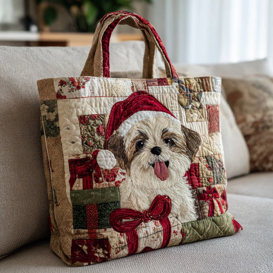 Santa Shih Tzu Quilted Tote Bag NCU0HH1429