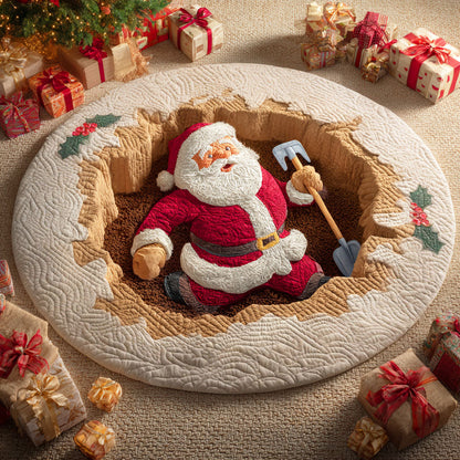 Santa Shovel Quilted Round Mat NCU0TD585
