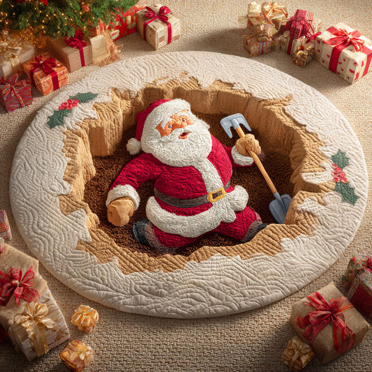 Santa Shovel Quilted Round Mat NCU0TD585