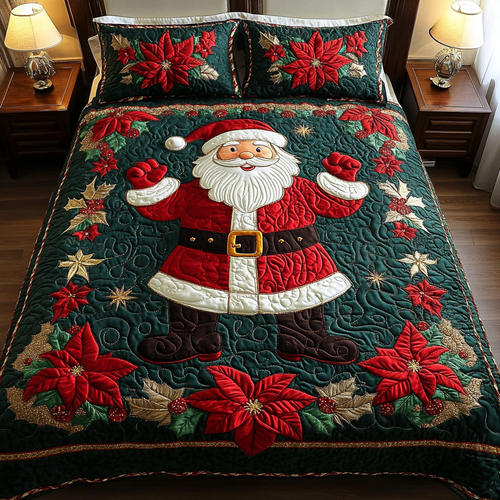 Santa Sleigh Ride 3-Piece Quilted Bedding Set NCU0DK2052
