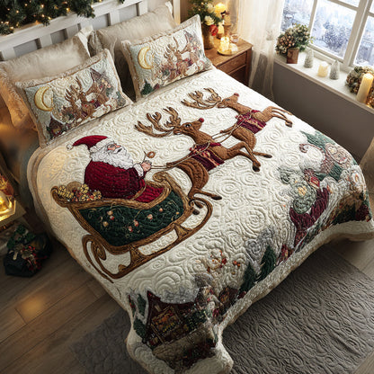 Santa Sleigh Ride 3-Piece Quilted Bedding Set NCU0DV7930