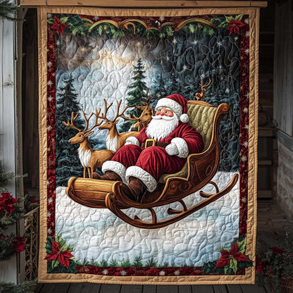 Santa Sleigh Ride Quilted Blanket NCU0NT1161