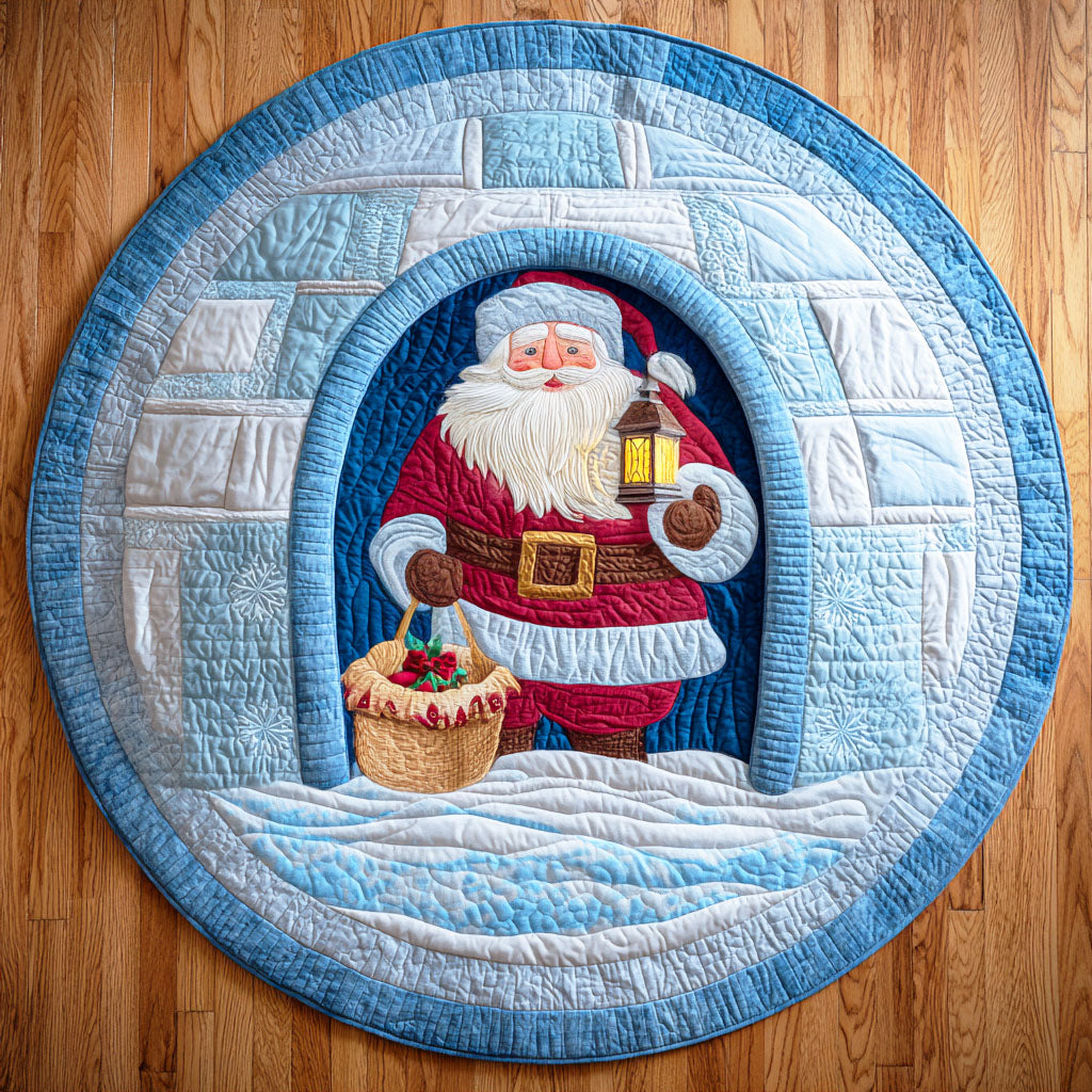Santa Snow House Quilted Round Mat NCU0TD590