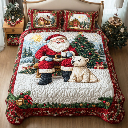 Santa Snow Path 3-Piece Quilted Bedding Set NCU0TD1003