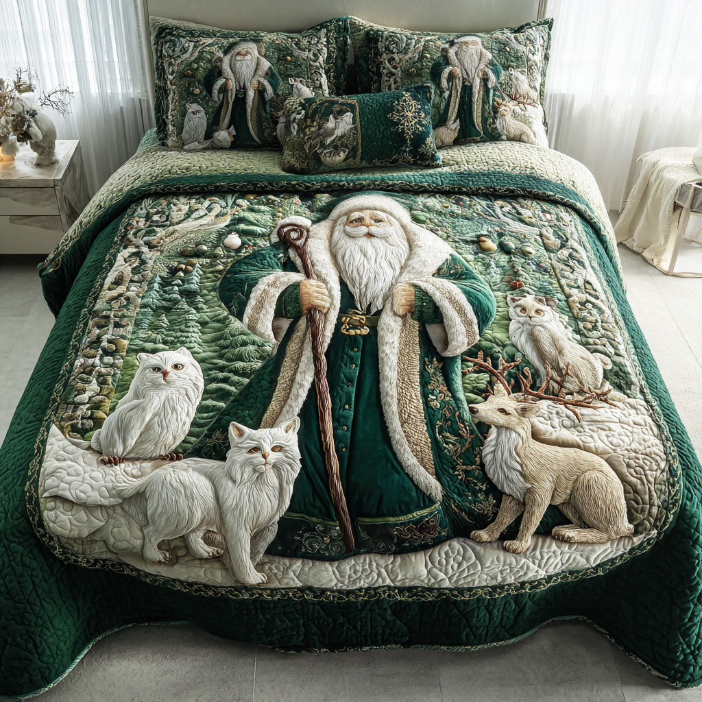 Santa Snow Path 3-Piece Quilted Bedding Set NCU0TD1546
