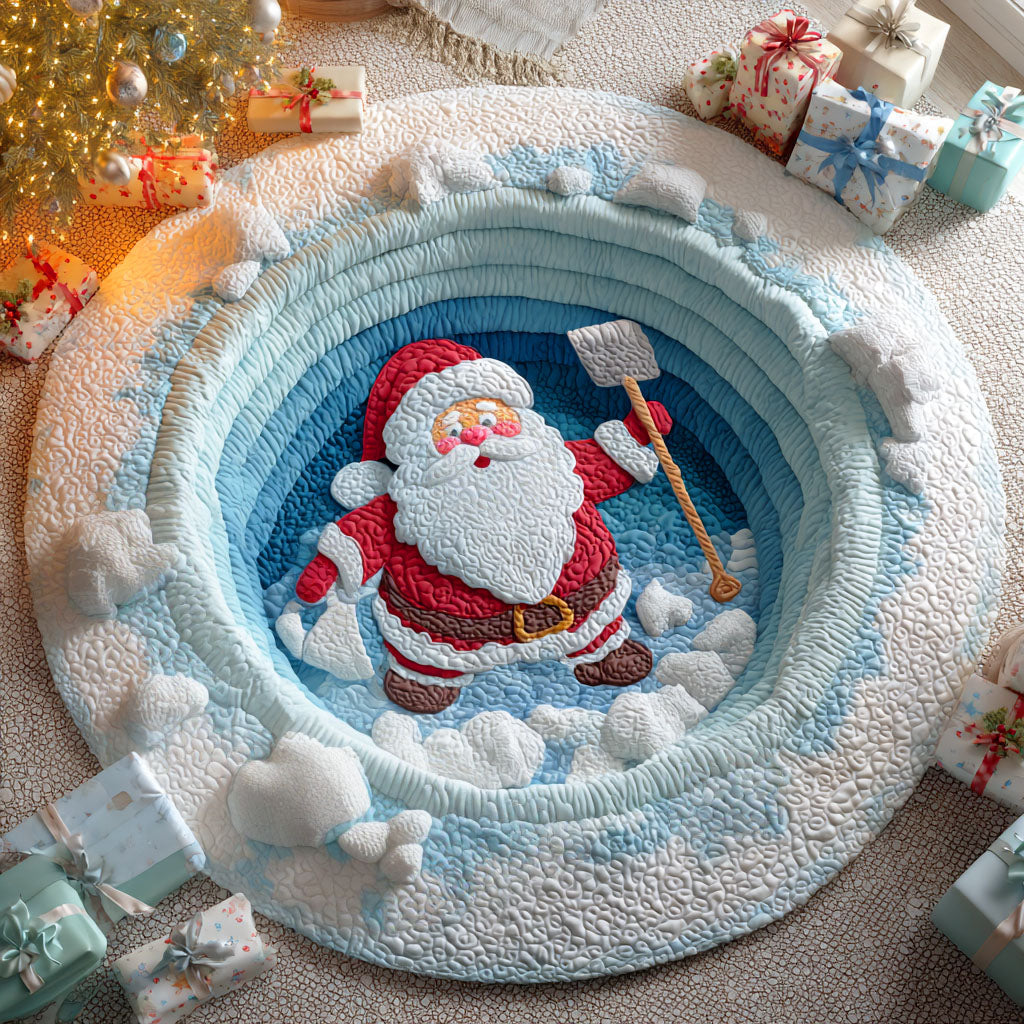 Santa Snow Shovel Quilted Round Mat NCU0TD591