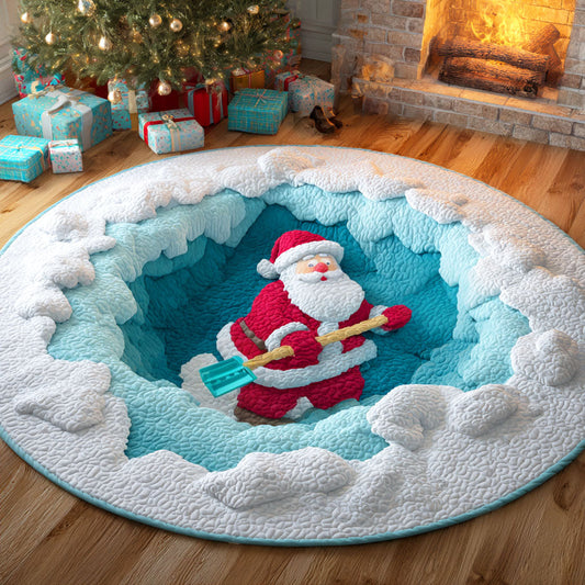 Santa Snow Trail Quilted Round Mat NCU0TD592