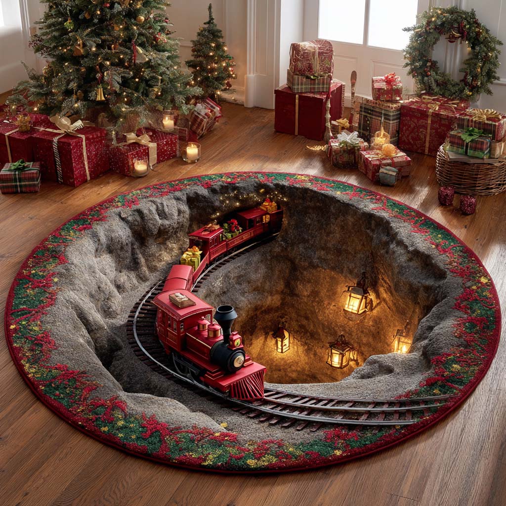 Christmas Train Round Carpet NCU0VT304