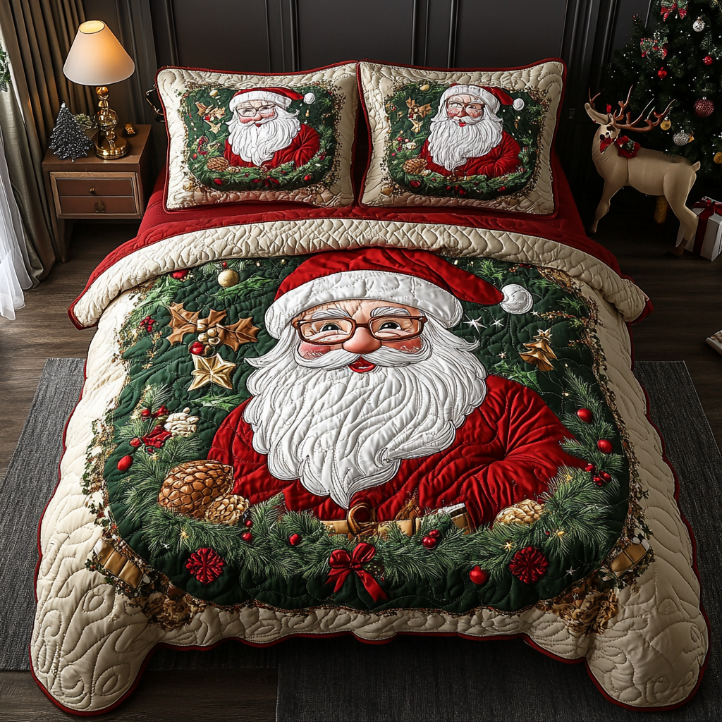 Santa Spirit 3-Piece Quilted Bedding Set NCU0DK10391