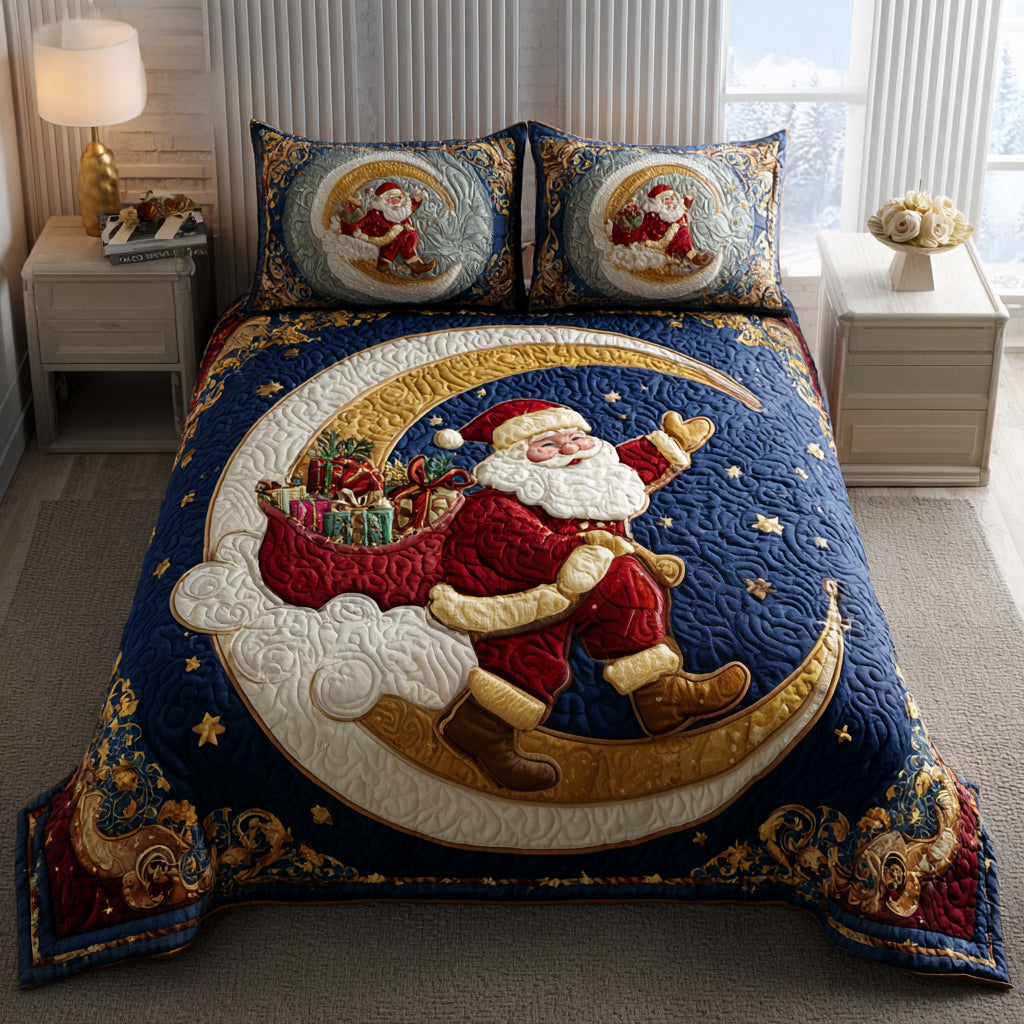 Santa Starry Moon 3-Piece Quilted Bedding Set NCU0HH868