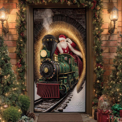 Santa Tunnel Train Quilted Door Cover NCU0XD1944