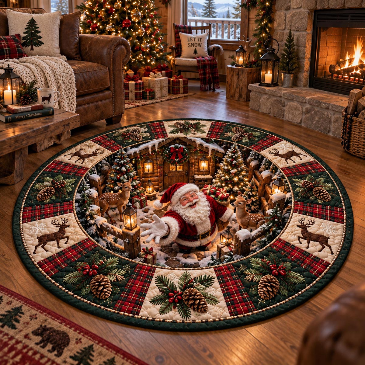 Santa Village Hideaway Quilted Round Mat NCU0DV10259