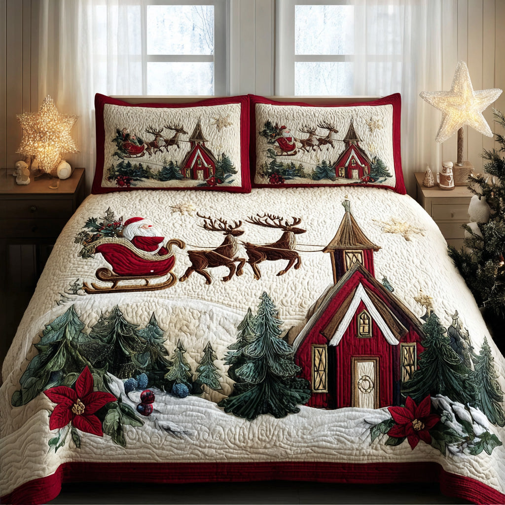 Santa Voyage 3-Piece Quilted Bedding Set NCU0VL2961