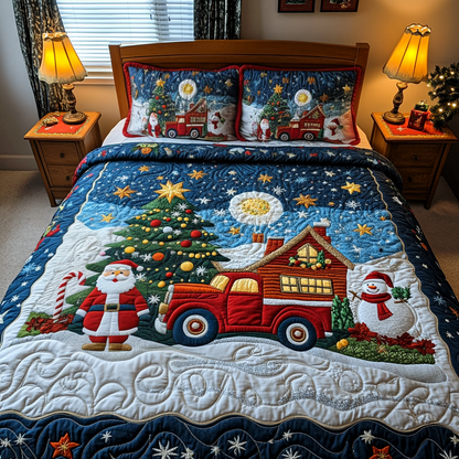 Santa Winter Wonderland 3-Piece Quilted Bedding Set NCU0DV1821
