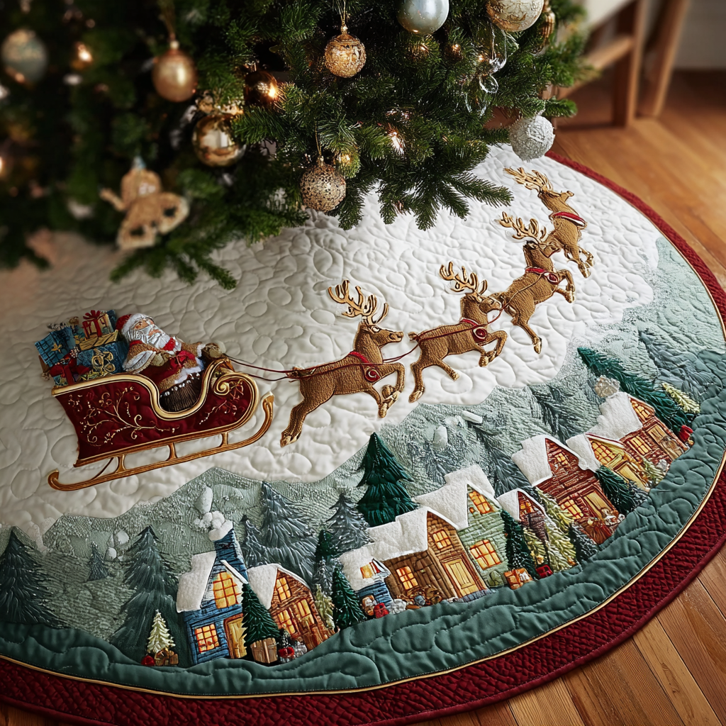 Santa Wish Christmas Quilted Tree Skirt NCU0DK11261