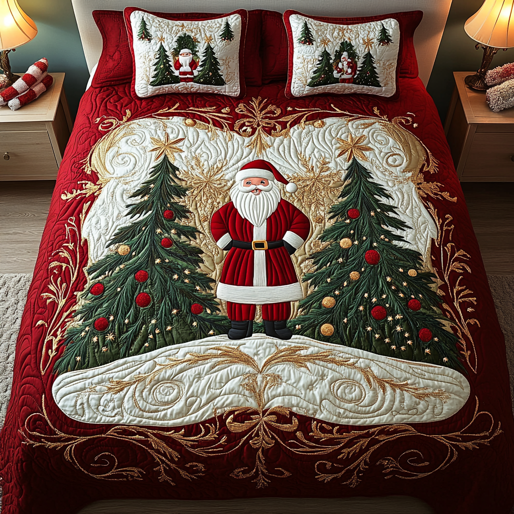 Santa Wonderland 3-Piece Quilted Bedding Set NCU0VH519