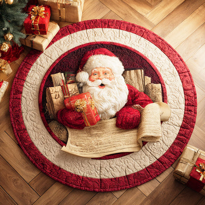 Santa Wrapped Gift Quilted Round Mat NCU0TD588