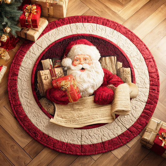 Santa Wrapped Gift Quilted Round Mat NCU0TD588