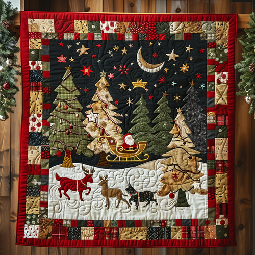 Santa's Night Sleigh Ride Quilted Blanket NCU0NT099