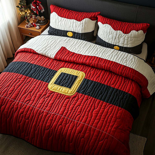 Santa Belt Charm 3-Piece Quilted Bedding Set NCU0XD209