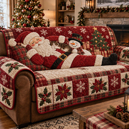 Santa's Cozy Christmas Quilted Sofa Cover NCU0PT12190